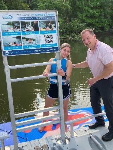 Paul and his daughter at the accessible kayak launch.